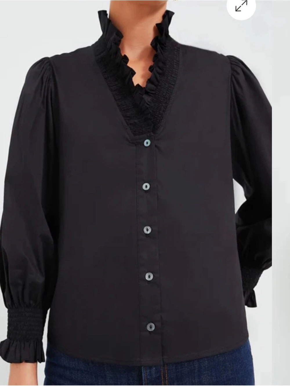 NWT Harshman Bonnie Black Various Sizes Cotton Blouse Ruffle Boho Dress Top $228